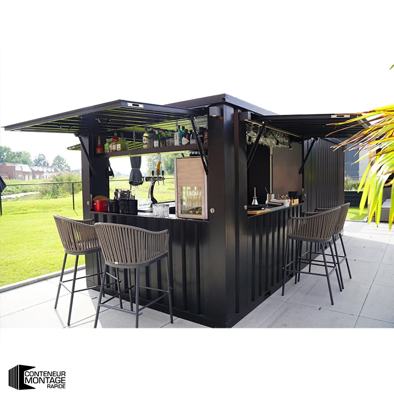 Conteneur bar démontable 6×2 XL RAL 9005 & RAL 7016